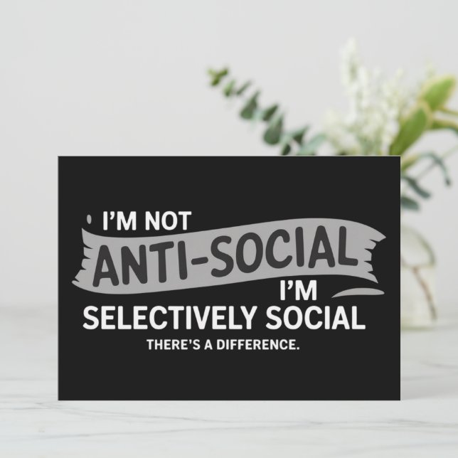 Invitación No soy antisocial, soy selectivamente social Diver (Anverso de pie)
