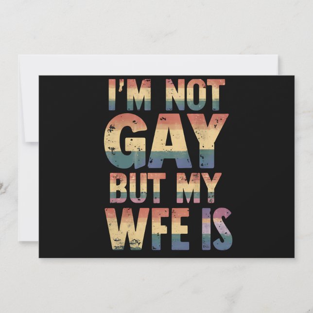 Invitación No soy gay pero mi esposa es Boda LGBT arcoiris (Anverso)