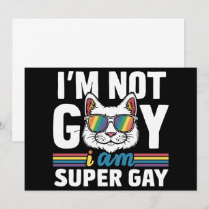 Invitación No Soy Gay Soy Super Gay LGBT Orgullo Gay Gato