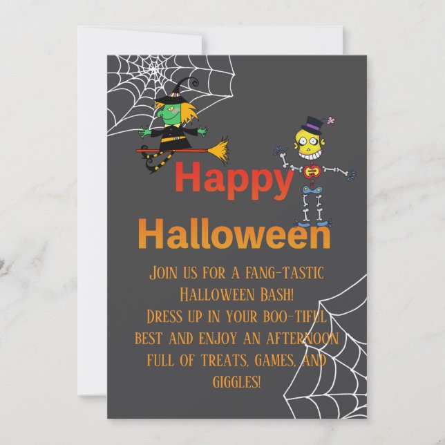 Invitación No tan espeluznante fiesta de Halloween para niños (Anverso)