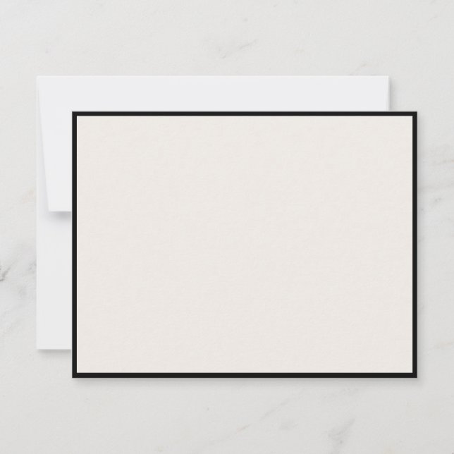 Invitación No text, Black Border, Ivory Modern Note Card (Anverso)