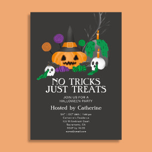 Invitación No Trucos Solo Golosinas Fiesta de Halloween de Ca
