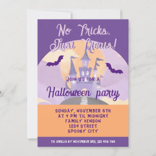 Invitación No Trucos Solo Trucos Castillo Embrujado Halloween