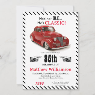 Invitación No viejo pero clásico 1939 Coupe 85º cumpleaños añ
