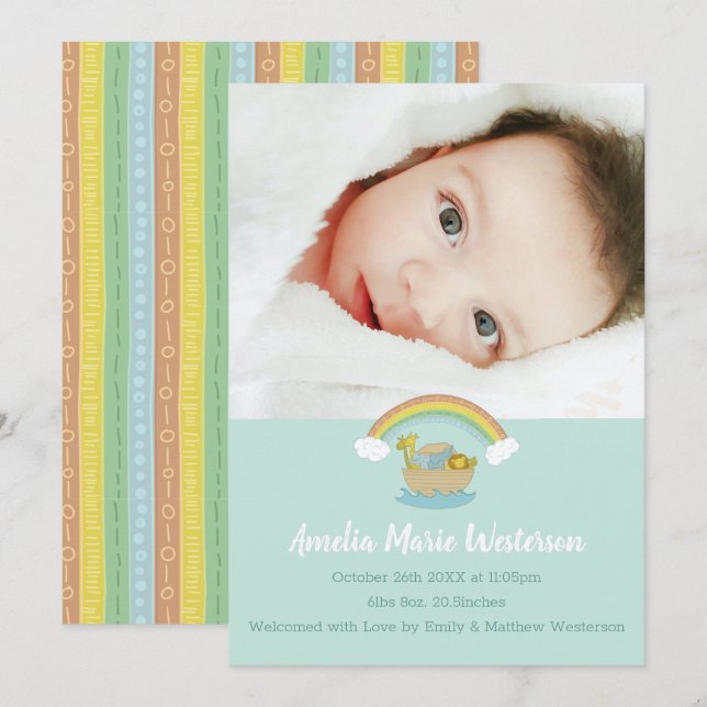 Invitación Noah's Ark Boho Baby Shower (Anverso / Reverso)
