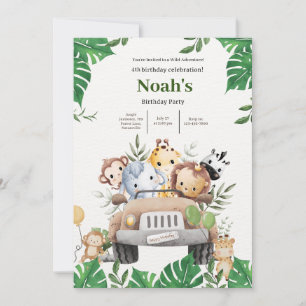 Invitación Noah's Wild Animal Adventure Birthday Bash
