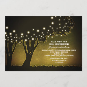 Invitación noche amarilla románticos árboles de ducha de novi