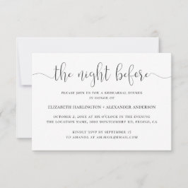 Invitación Noche anterior. Cena de ensayo en blanco y negro