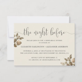 Invitación Noche anterior. Elegante cena floral suave de ensa