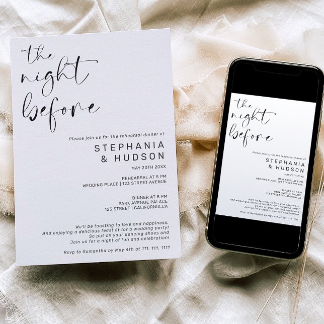 Invitación Noche antes de la cena de ensayo del boda blanco n (Subido por el creador)