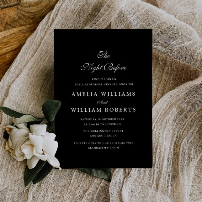 Invitación noche antes de la cena de ensayo negro elegante (Subido por el creador)