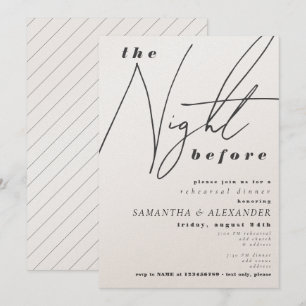 Invitación Noche antes de la tipografía Boda Ensayo Cena