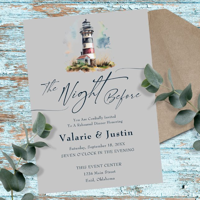 Invitación Noche antes del ensayo Boda Faro de cena (Subido por el creador)