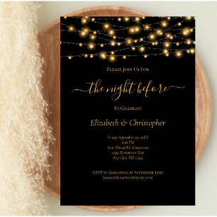Invitación Noche antes del ensayo de las luces de oro negras