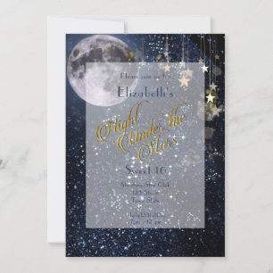 Invitación Noche bajo las estrellas dulce 16 oro de luna llen