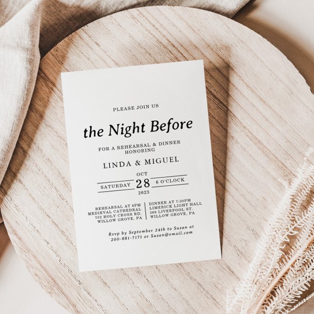 Invitación Noche blanca negra formal antes de la cena del ens (Subido por el creador)