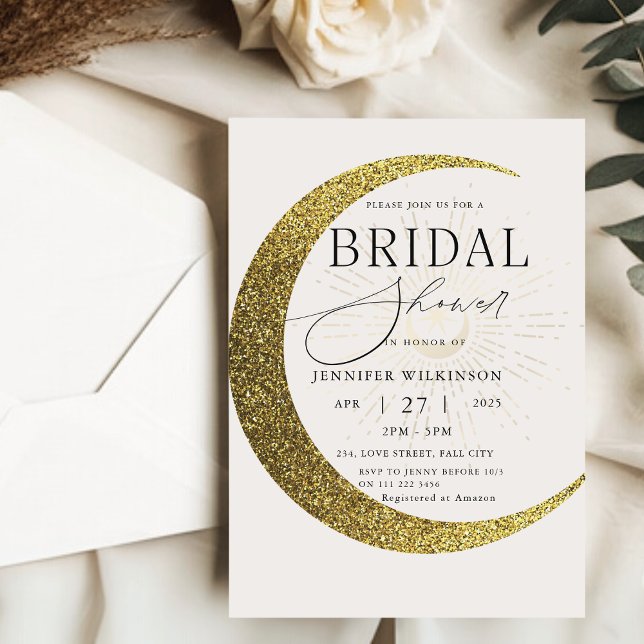 Invitación Noche Celestial Estelar Noche Mystical Bridal Show (Celestial Moon Starry Night Mystical Bridal Shower Invitation)