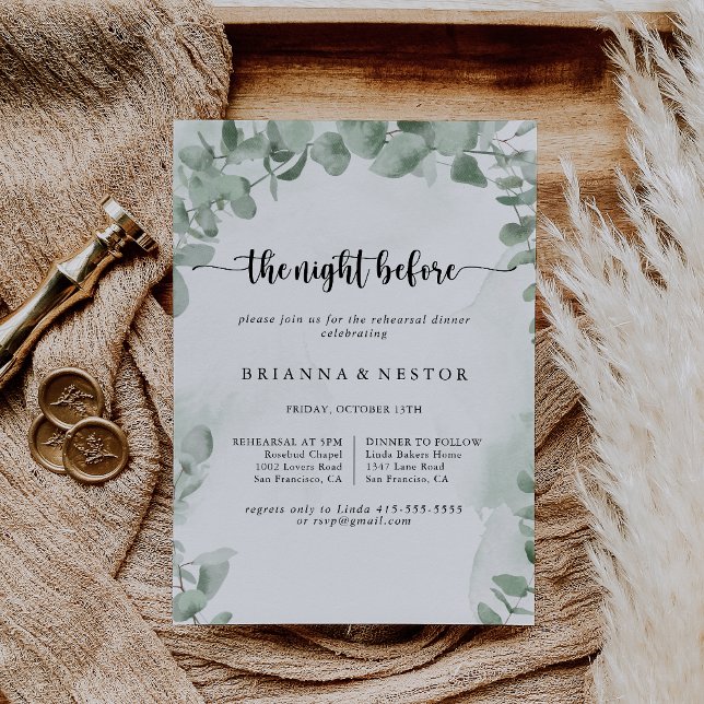 Invitación Noche clásica de eucalipto antes de la cena de ens (Subido por el creador)