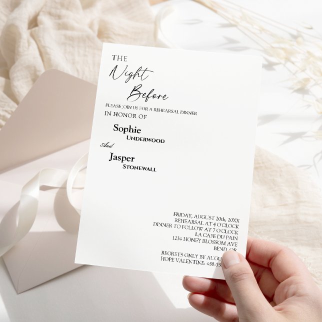 Invitación Noche clásica moderna antes del ensayo de la cena (Subido por el creador)