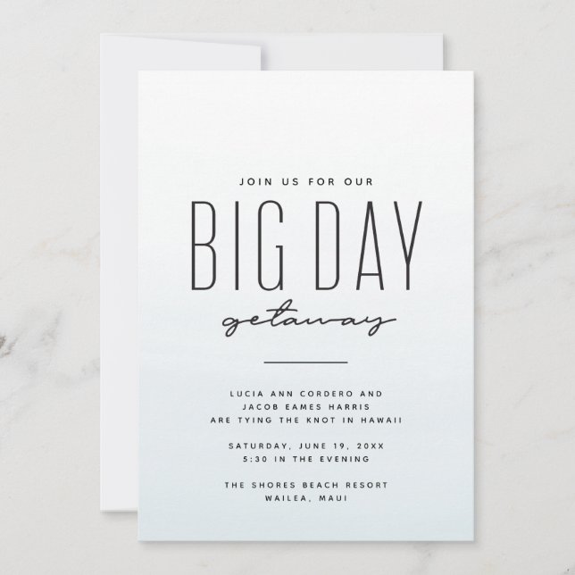 Invitación Noche de agua azul de la boda de destino simple di (Anverso)