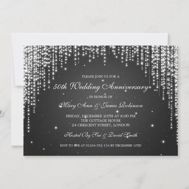 Invitación Noche de Aniversario de la Boda Elegante Deslumbra (Anverso)