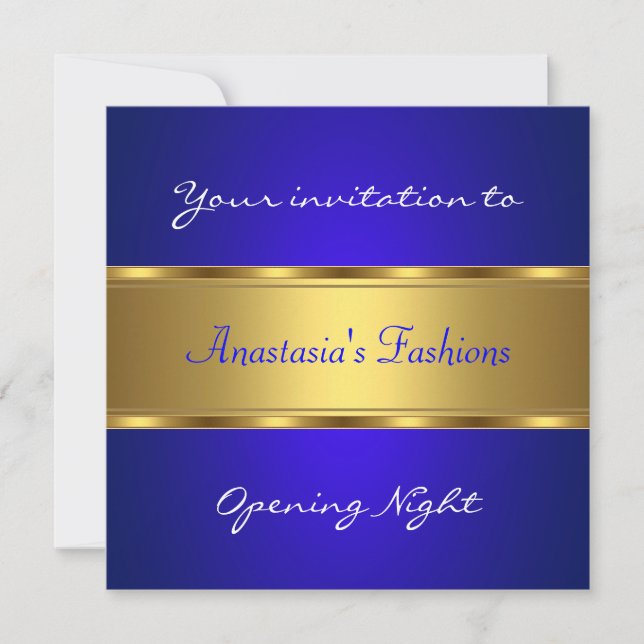 Invitación Noche de Apertura Cobalto Azul Oro (Anverso)