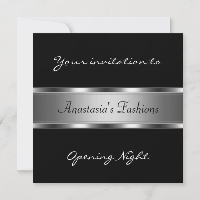 Invitación Noche de Apertura Plata Negro (Anverso)