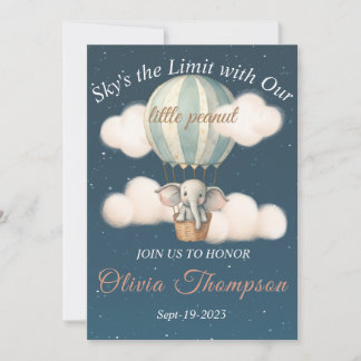Invitación Noche de Baby Shower Elephant Air Balloon