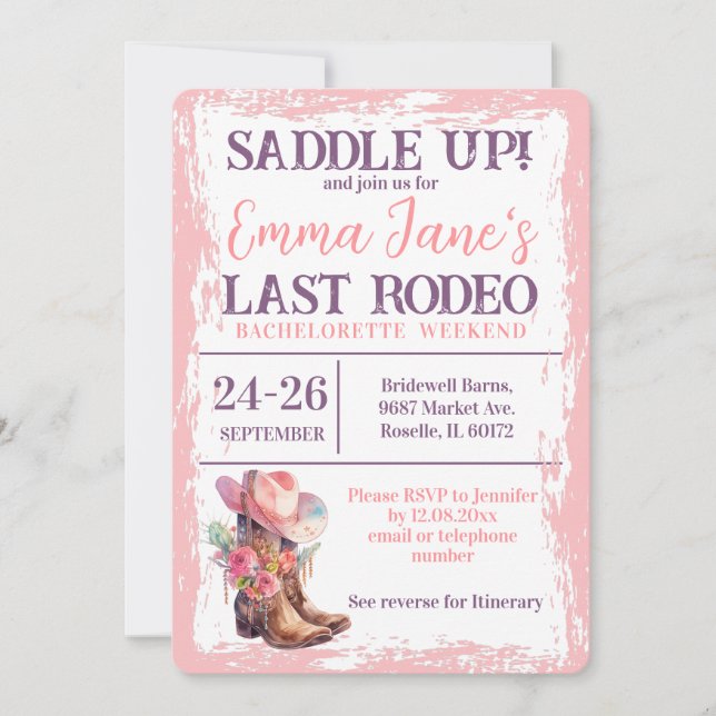 Invitación Noche de Bachelor Rosa Última Semana de Bachelor R (Anverso)