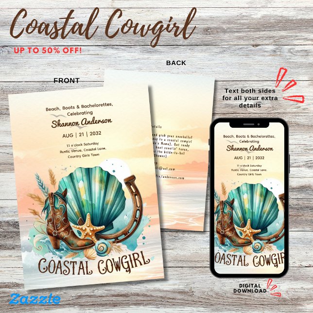 Invitación ⭐ Noche de Bachillerato Rústico de Playa Costera (Subido por el creador)