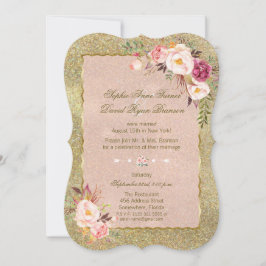 Invitación Noche de Boda Purpurina Rubor Floral Gold