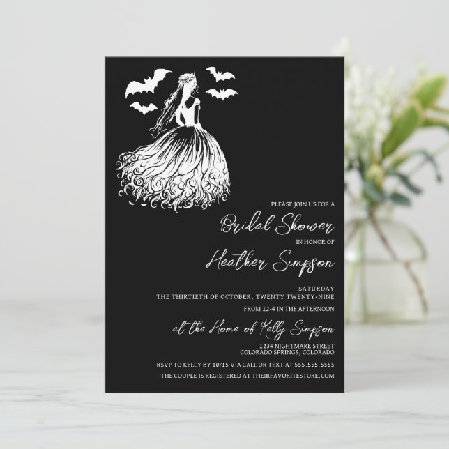 Invitación Noche de bodas de la Novia Fantasma (Anverso de pie)