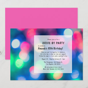 Invitación Noche de bokeh Cumpleaños con desfile de coches