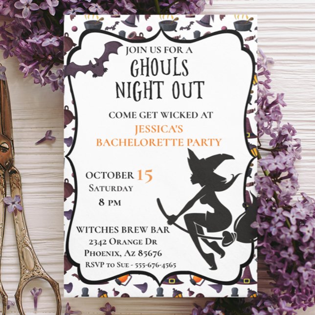 Invitación Noche de Brujas Bachelorette Halloween Octubre (Subido por el creador)