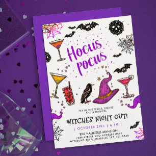 Invitación Noche de brujas Divertida Colorful Cocktail Scribb