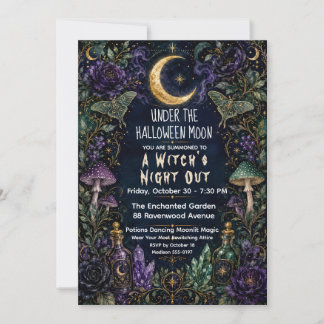 Invitación Noche de brujas fuera de Halloween luna fiesta bot