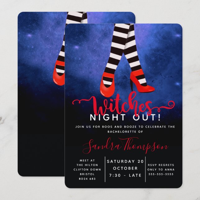 Invitación Noche de brujas fuera de la fiesta de despedida de (Anverso / Reverso)