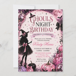 Invitación Noche de Brujas Pink Witch Cumpleaños