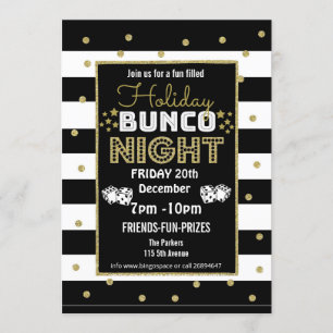 Invitación noche de bunco de vacaciones, fiesta de bunco even