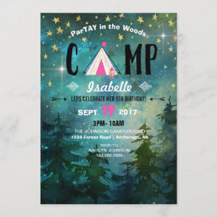 Invitación Noche de camping en el bosque salvaje