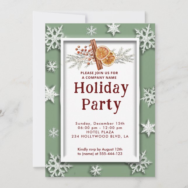 Invitación Noche de canela naranja moderna con copas de nieve (Anverso)