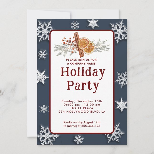 Invitación Noche de canela naranja moderna con copas de nieve (Anverso)