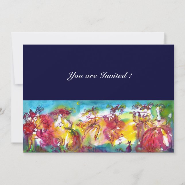 Invitación NOCHE DE CARNAVAL, Masqureade del Mardi Gras, Danz (Anverso)