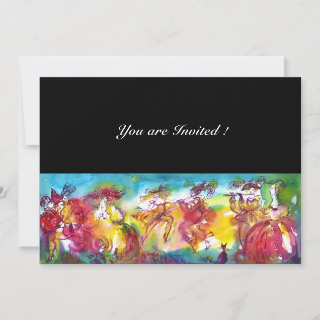 Invitación NOCHE DE CARNAVAL, Masqureade del Mardi Gras, Danz (Anverso)