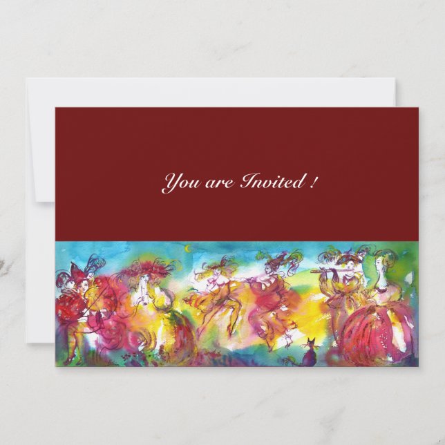 Invitación NOCHE DE CARNAVAL, Masqureade del Mardi Gras, Danz (Anverso)