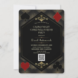 Invitación Noche de Casino Código QR Navidad Vacaciones