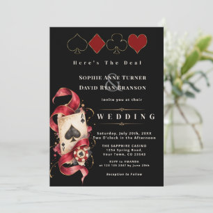 Invitación Noche de Casino con Acuarela Glam Burgundy Boda