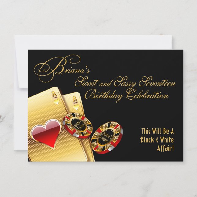 Invitación Noche de Casino de Briana Fiesta de Cumpleaños 17 (Anverso)