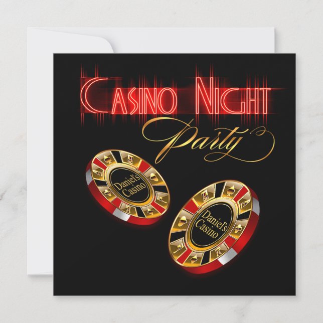 Invitación Noche de Casino de Vegas PREGÚNTAME PARA PONER TU  (Anverso)