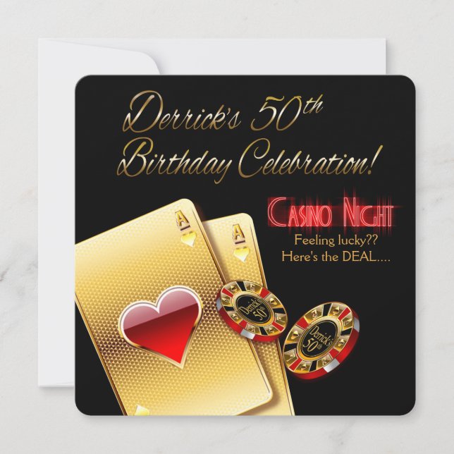 Invitación Noche de Casino Derrick's Vegas 50 Cumpleaños (Anverso)